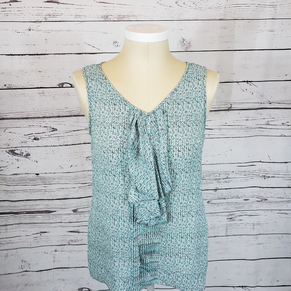 Lilly Pulitzer Silk ruffle blouse-Teal/Navy Sz 12